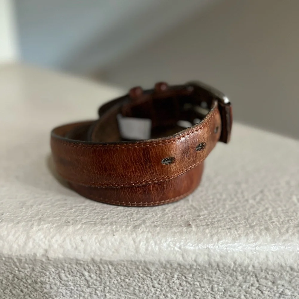 Fossil brown distressed Leather Belt Mens Medium l Work Rugged Utility IGrunge